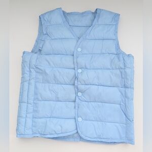 Unisex Children's Sky Blue V-Neck Quilted Lightweight Vest w/Snaps